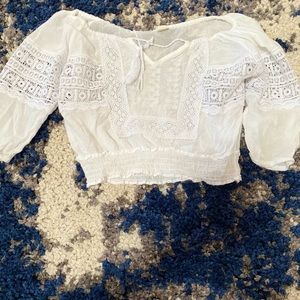 White cropped cover up shirt